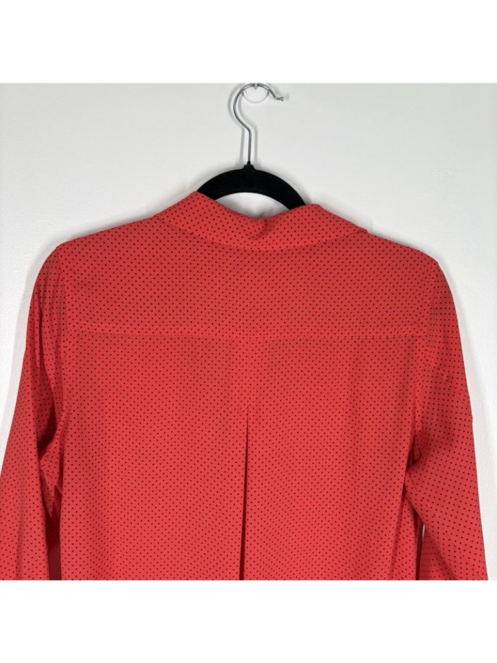 Foxcroft Women SZ 8 Red Black Polka Dot Long Sleeve Button Up Blouse - Picture 12 of 12